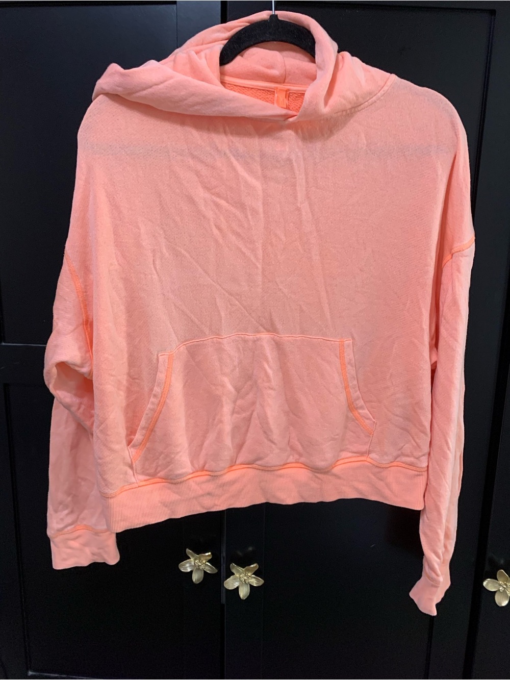 SKIMS Peach Coral Lightweight Hooded Pullover cool cozy fall layers